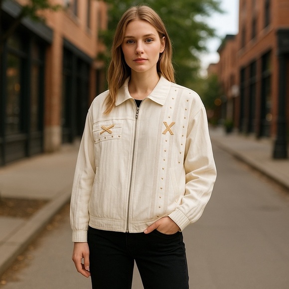 Saint Germain Paris Jackets & Blazers - SAINT GERMAIN Paris Jacket, Vintage, White/Gold S